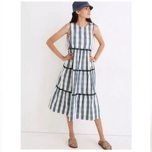 Madewell Women’s RicRack Cattail Tiered Dress in Blue Gingham